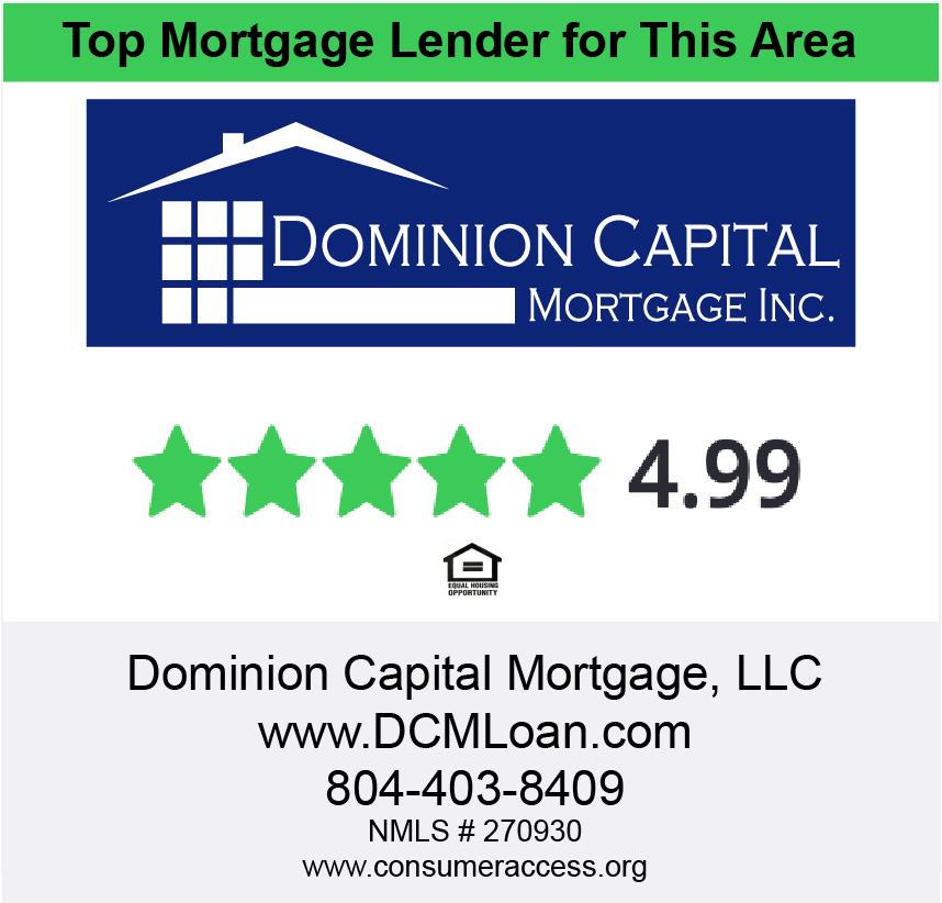 Picture of dominion capital mortgage 4.99 star rating links to their website
